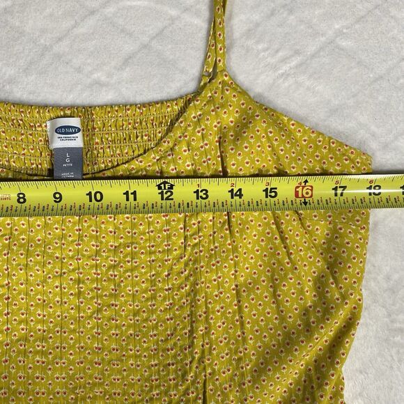 Old Navy Pintuck Yellow Ditzy Floral Summer Mini Dress Side Zip Women's Petite L - Picture 5 of 6